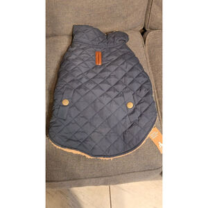 Unbranded Dog Quilted Reversible Vest XL Blue Tan